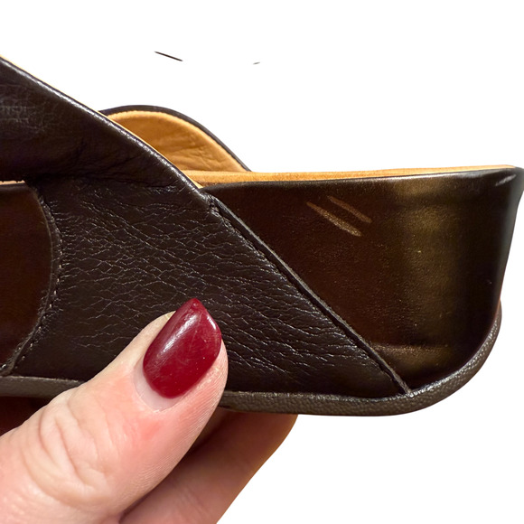 Fitflop Pietra Sandals Women 41/US9 Brown Jeweled Leather Thong Slides Comfort - Picture 12 of 16